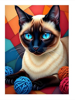 Tablomega Mavi Gözlü Kedi Dekoratif Ahşap Tablo 18cm X 27cm