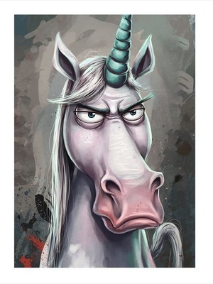 Tablomega Kızgın Tek Boynuzlu At Unicorn Modern Ahşap Tablo 25cmx 35cm