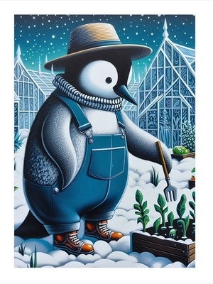 Tablomega Çiftçi Penguen Model Ahşap Tablo 35cm X50cm