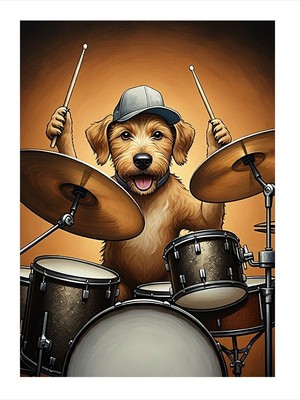 Tablomega Davul Çalan Köpek Mdf Tablo 35cm X50cm