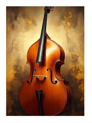 Tablomega Klasik Çello Enstrümanı Desenli Ahşap Tablo 35cm X50cm