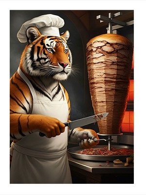 Tablomega Dönerci Kaplan Desenli Mdf Tablo 18cm X 27cm