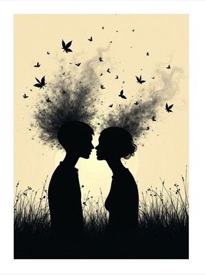 Tablomega Aşıkların Silüeti Dekoratif Mdf Tablo 35cm X50cm