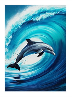 Tablomega Dalgalar Üstünde Yunus Model Ahşap Tablo 18cm X 27cm