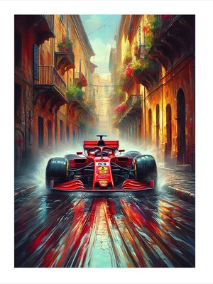 Tablomega Hızlı Yarış Arabası Art Mdf Poster 35cm X50cm