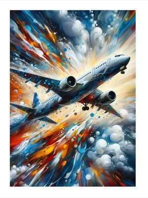 Tablomega Patlayan Jet Uçağı Modern Ahşap Tablo 18cm X 27cm