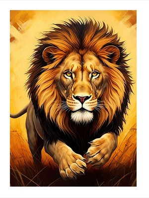 Tablomega Koşan Aslan Modern Ahşap Tablo 25cmx 35cm