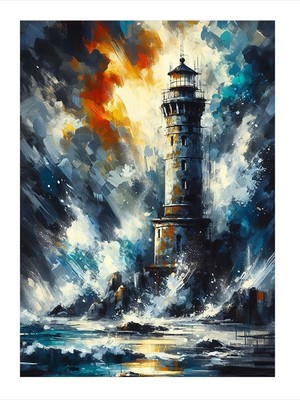 Tablomega Fırtınalı Deniz Dekoratif Ahşap Tablo 18cm X 27cm