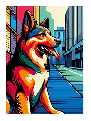 Tablomega Neon Köpek Portresi Art Mdf Tablo 25cmx 35cm