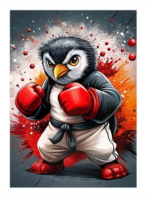 Tablomega Boksör Penguen Mdf Tablo 25cmx 35cm