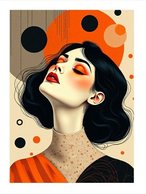 Tablomega Renkli Kadın Yüzü Mdf Poster 18cm X 27cm