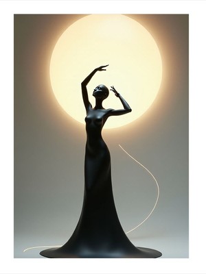 Tablomega Ay Ve Kadın Silueti Mdf Tablo 18cm X 27cm