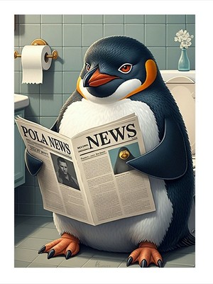 Tablomega Gazete Okuyan Penguen Mdf Tablo 25cmx 35cm