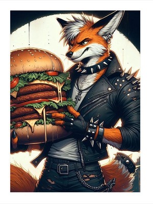 Tablomega Burger Tutan Tilki Model Mdf Tablo 25cmx 35cm