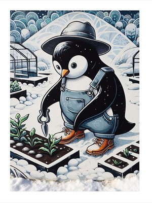 Tablomega Karlı Bahçivan Penguen Model Mdf Tablo 35cm X50cm