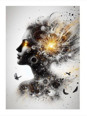 Tablomega Patlayan Kadın Silueti Tasarım Mdf Tablo 18cm X 27cm