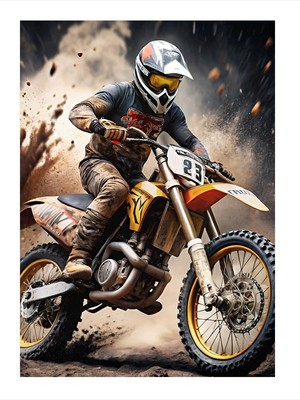 Tablomega Motokros Yarışçısı Ahşap Tablo 25cmx 35cm