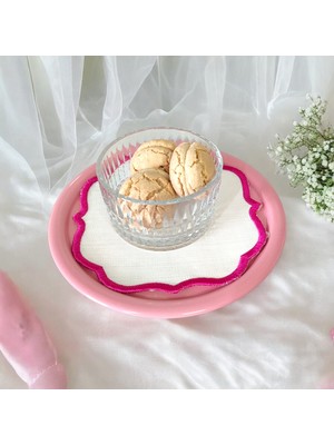 Ece Ev Modası Sunum Tepsisi Metal Tek Kişilik Dekoratif Çay, Kahve ve Pasta Servisi 17 cm