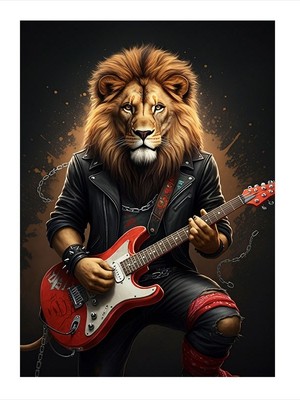 Ekart Rockçı Aslan Art Mdf Poster 25CMX 35CM