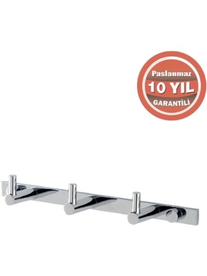 Çelik Banyo Paslanmaz Pirinç Mercan 3’lü Askılık