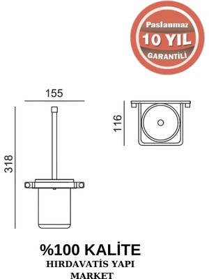 Çelik Banyo Paslanmaz Pirinç Mercan Montajlı Klozet Fırçalık