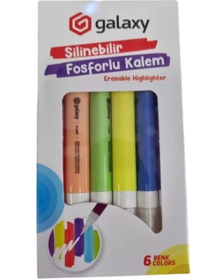 Galaxy Silinebilir Fosforlu Kalem 6'lı