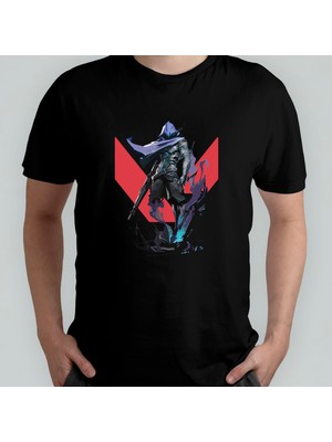 Pixxa Valorant Omen  Pamuklu Bisiklet Yaka T-Shirt Model 1