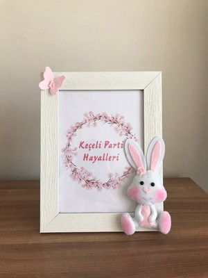 Bebek Çocuk Odası Çerçeve Tavşan Açık Pembe Beyaz