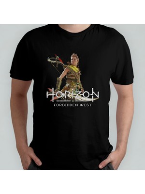 Pixxa Horizon Forbidden West  Pamuklu Bisiklet Yaka T-Shirt Model 2
