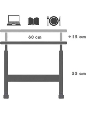 TNO Yükseklik Ayarlı Laptop Sehpası 60X40 Beyaz Renk Mdf Malzeme