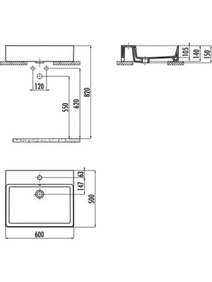 Creavit VX260 Volga Tezgah Üstü Kare Lavabo 60 cm