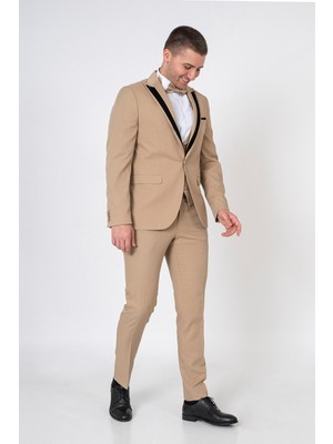 White Stone Borsod-Abaúj-Zemplén D103 Slim Fit Damatlık Takım Elbise Bej