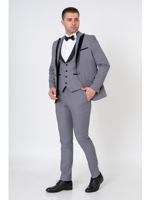 White Stone Pécs Slim Fit D101 Damatlık Takım Elbise Gri