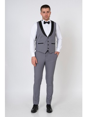 White Stone Pécs Slim Fit D101 Damatlık Takım Elbise Gri