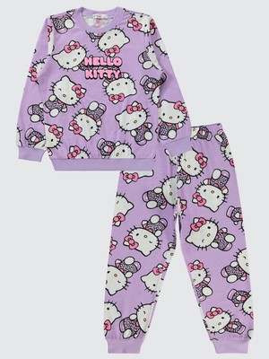 Hello Kitty Kız Çocuk Pijama Takımı 10-13 Yaş Dijital Lavanta