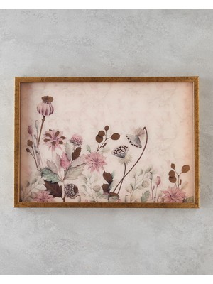 English Home Flowery Dekoratif Tepsi 30X42 cm Krem