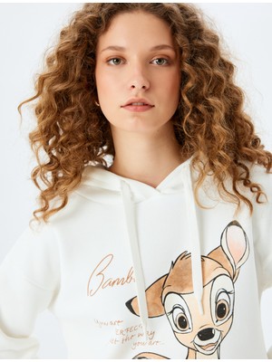 Koton Bambi Lisanslı Baskılı Kapüşonlu Rahat Kalıp Sweatshirt