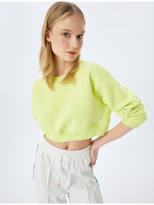 Koton Crop Oversize Bisiklet Yaka Basic Spor Sweatshirt