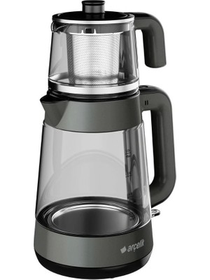 Arçelik cm 6964 G Çay Makinesi 2 L Cam Malzeme ile Gri Renkli 0.8 L Demlik Kapasitesi