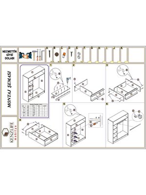 Kenzlife giysi dolabı necmettin 150x120x40 byz gardırop