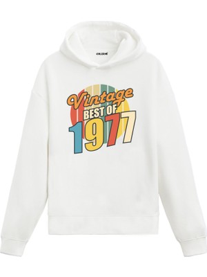 Colermi Best Of Vintage 1977 Limited Edition Kapşonlu Doğum Günü Hediyesi Vintage Tasarım Sweatshirt Hoodie