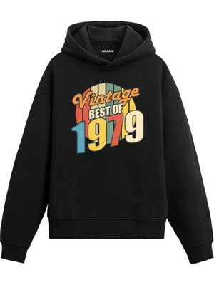 Colermi 1979 Doğum Yılı Vintage Best Of Baskılı Unisex Kapüşonlu Sweatshirt Hoodie Doğum Günü Hediyesi