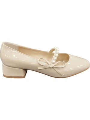 Ventes Yuvarlak Burun 3 cm Kalın Topuk  Tokalı Kadın Topuklu Ayakkabı