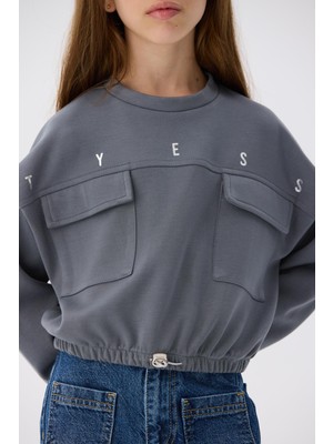 Tyess Bg Store Kız Çocuk Gri Sweatshirt