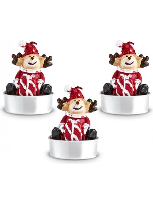 Karaca New Year Yılbaşı Bear 3'Lü Tealight Mum 13,8x4,8x7 Cm