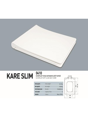 Nkp Klozet Kapağı Yvş.üst.sık.mtl.ment.(Duro.kare Slim)