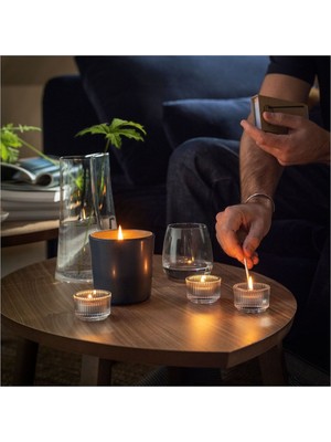 Kokulu Tealight Mum, Siyah-Turkuaz, 3.5 Saat, Güve Otu ve Sardunya