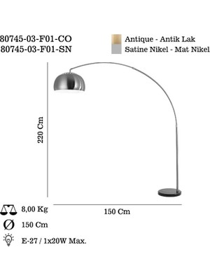 Lucea Masera 03 Satın Lambader 1XE27