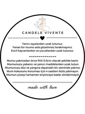 Candele Vivente Tarçın Kokulu Mum -  El Yapımı Soya Wax Mum