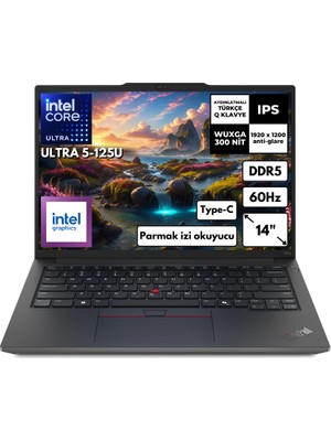 Lenovo Thinkpad E14 Gen 6 Ultra 5-125U 16 GB Ram 2 Tb SSD 14" Intel® Graphics Wuxga  (Free Dos) Taşınabilir Bilgisayar 21M7002PTX KT32